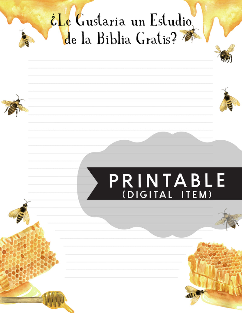 Spanish Free Bible Study Letter Writing Printable -Print At Home - Bees and Honey