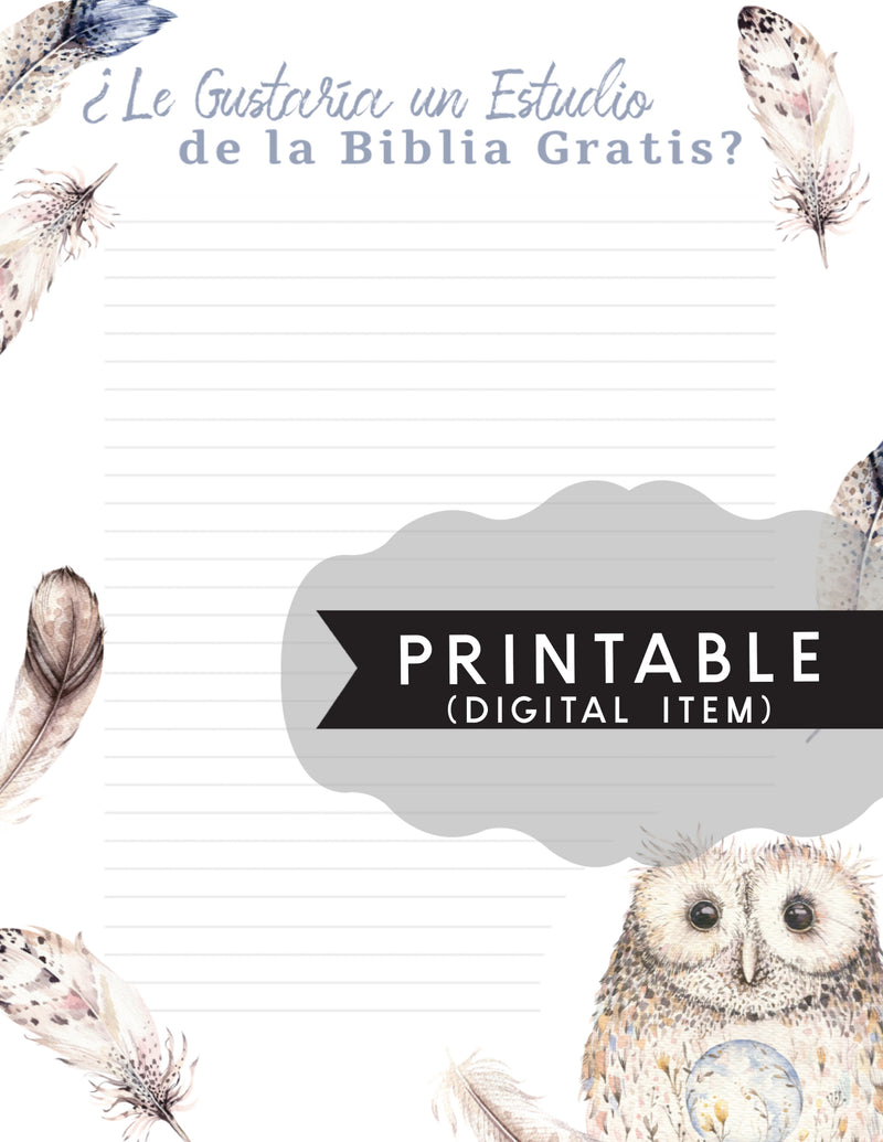 Spanish Free Bible Study Letter Writing Printable -Print At Home - Owl