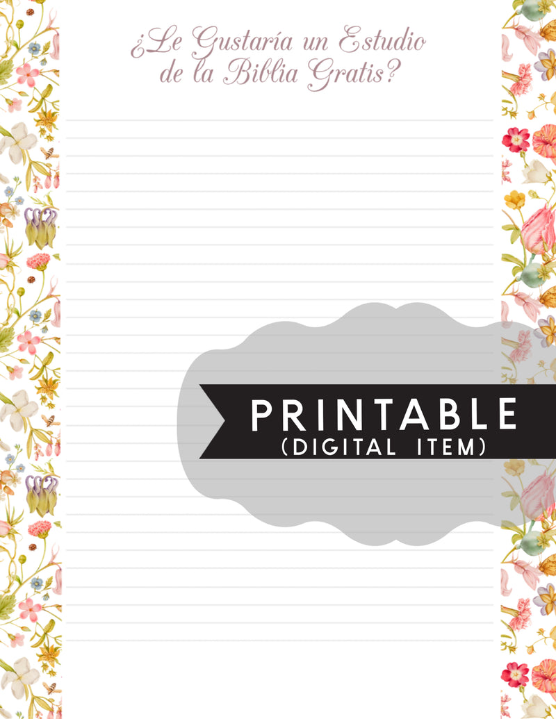 Spanish Free Bible Study Letter Writing Printable -Print At Home - Spring Blossom