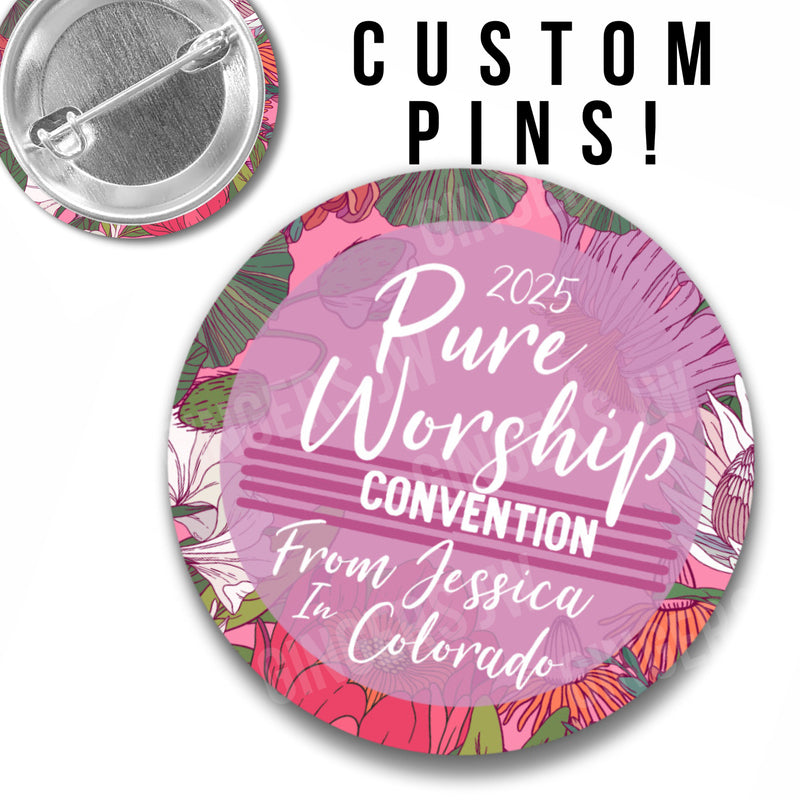 Pure Worship Pins - Personalized Floral