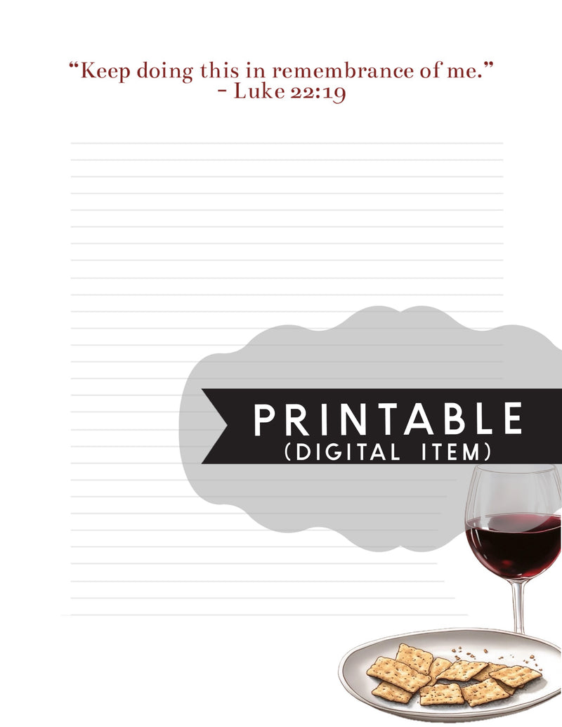 Memorial- Luke 22:19 -  Letter Writing Printable - Digital Item