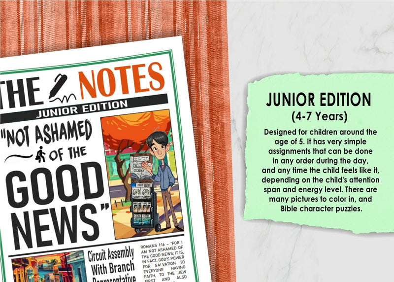 Not Ashamed of The Good News Assembly Activity Notebook Printable - Digital Item - Junior Edition