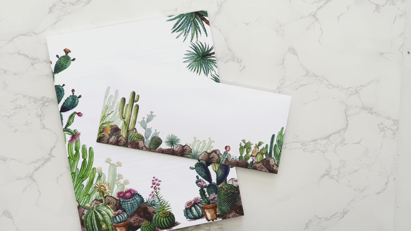 Cactus Letter Writing Set - Notepad and Envelopes