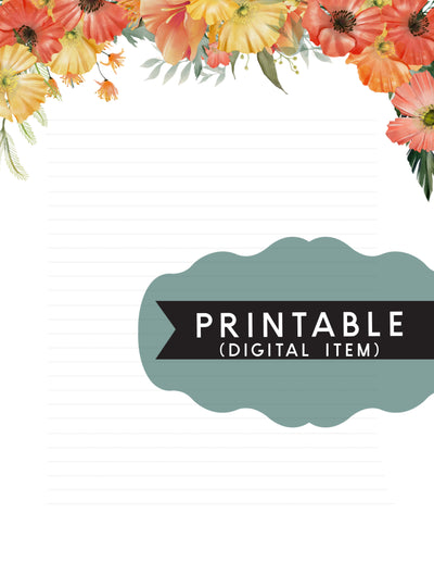 Sunset Floral Letter Writing Printable - GINGERS