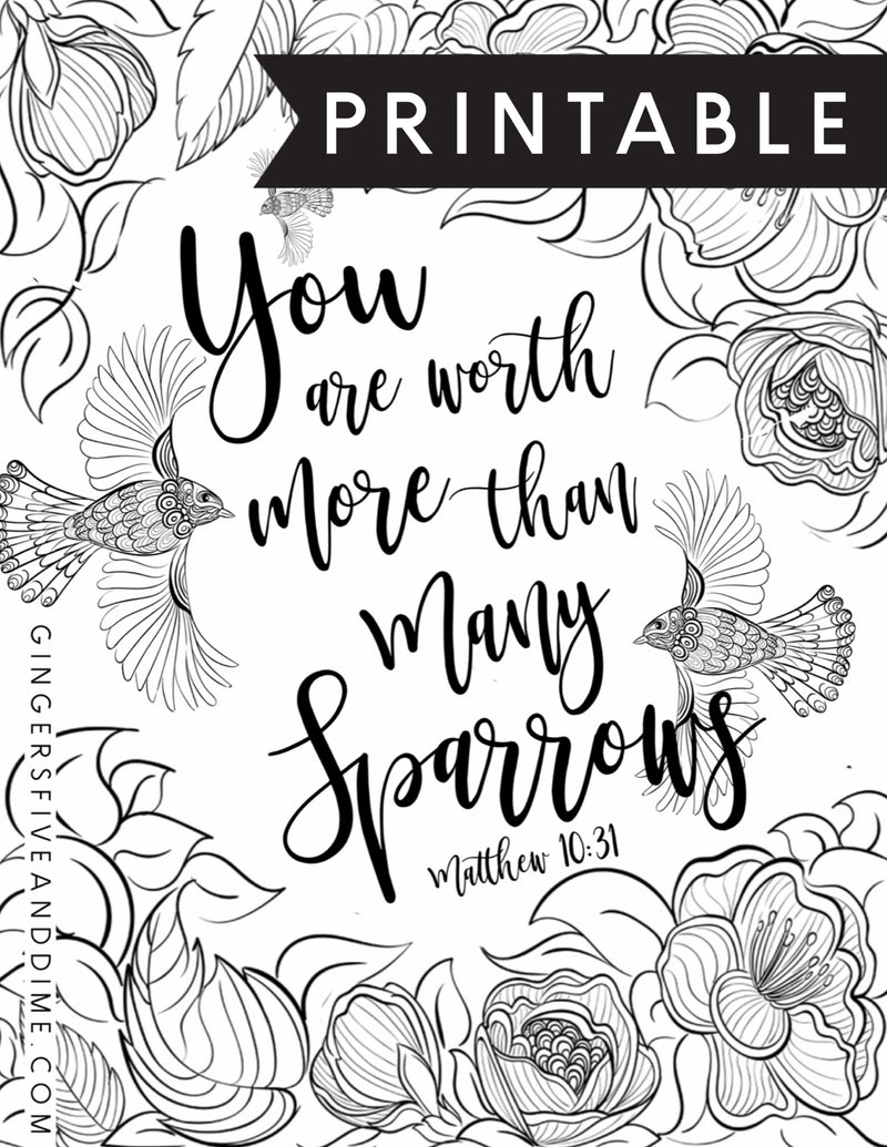 You Are Worth More Than Many Sparrows Coloring Page - GINGERS