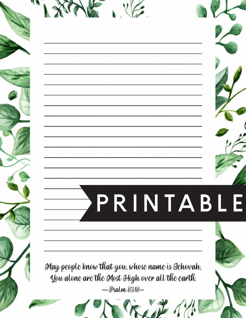 Jehovahs Name Letter Writing Printable - Print At Home - GINGERS