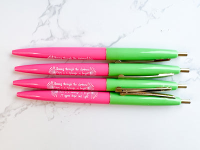 Shining Through the Darkness Pink & Lime Pens - GINGERS