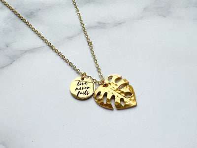 Love Never Fails Monstera Gold Necklace - GINGERS