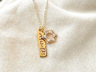 He Will Make You Strong Art Decco Gold Necklace - GINGERS