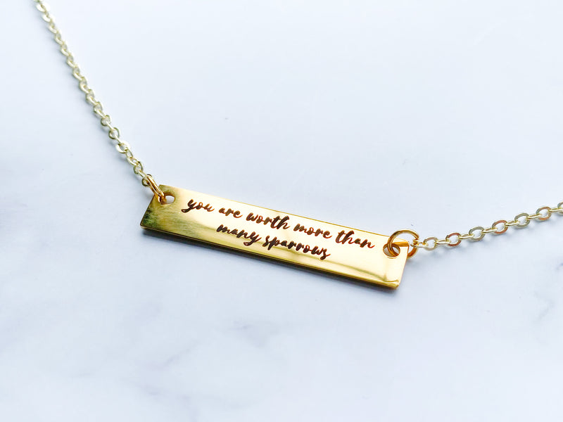 You Are Worth More Than Many Sparrows Gold Necklace - GINGERS
