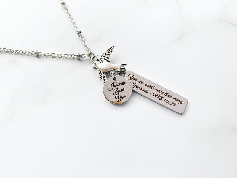 You are Worth More Than Many Sparrows - Jehovah Loves You Necklace - GINGERS