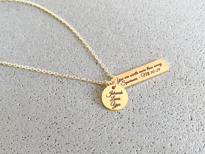 You are Worth More Than Many Sparrows - Jehovah Loves You Gold Necklace - GINGERS