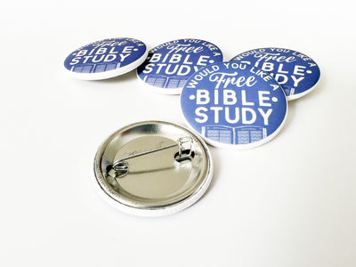 Blue Ask Me About A Free Bible Study Pins - GINGERS