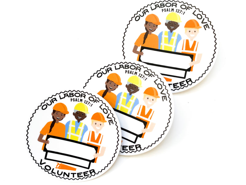 LDC DRC Volunteer Hard Hat Sticker - Name and Number - GINGERS
