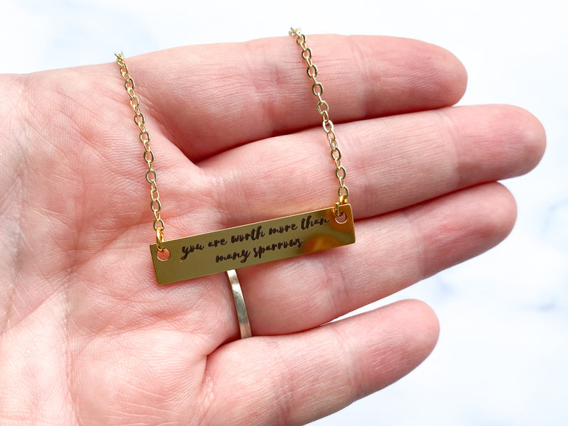 You Are Worth More Than Many Sparrows Gold Necklace - GINGERS