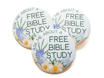 Ask Me About A Free Bible Study Pins - Peaceful Floral - GINGERS