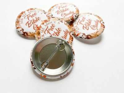 Ask Me About A Free Bible Study Pins - Autumn Floral - GINGERS