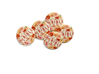 Ask Me About A Free Bible Study Pins - Cozy Autumn Floral - GINGERS