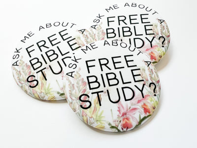 Ask Me About A Free Bible Study Pins - Vintage Floral - GINGERS