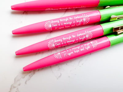 Shining Through the Darkness Pink & Lime Pens - GINGERS