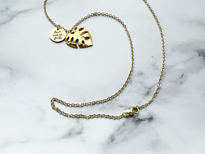 Love Never Fails Monstera Gold Necklace - GINGERS